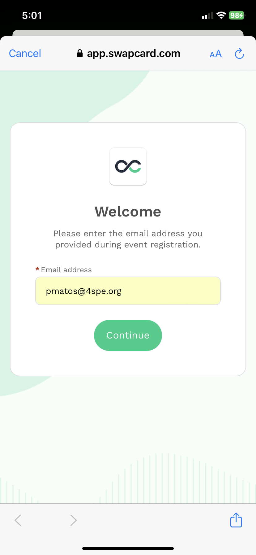 Enter email address.